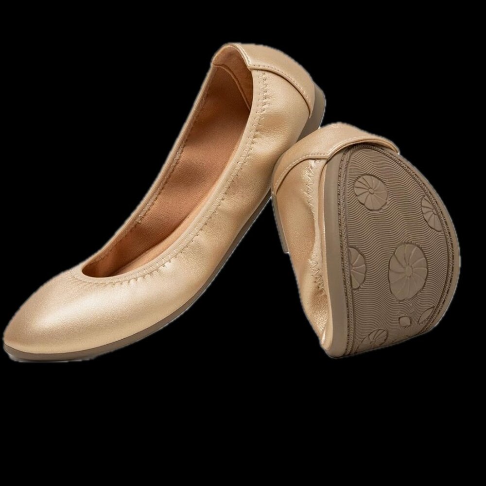 Women's US 8 Ballet Flat Casual Slip On Flat Shoes Gold - Picture 1 of 6